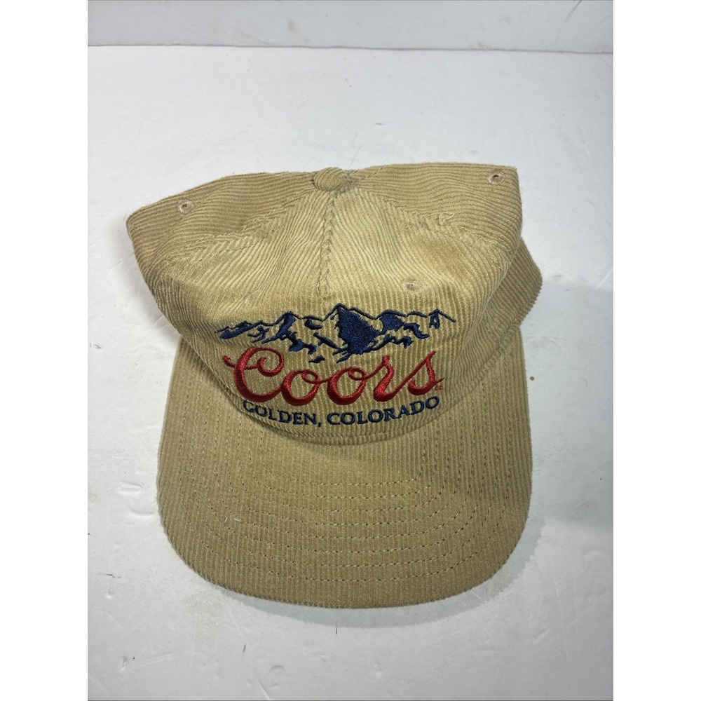 Coors Golden Colorado Corduroy Hat Beige Beer Logo Strapback Cap One Size - Picture 2 of 5